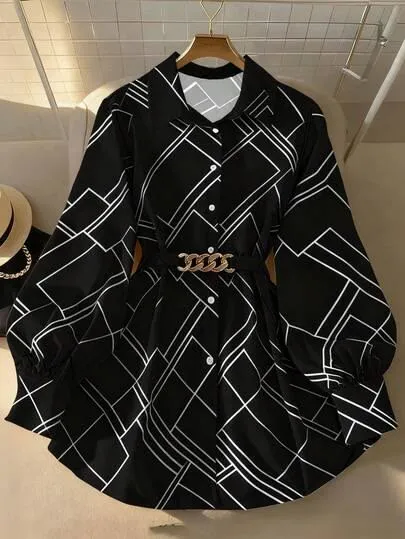 Geometric Noir Women's Dark Luxury Shirt