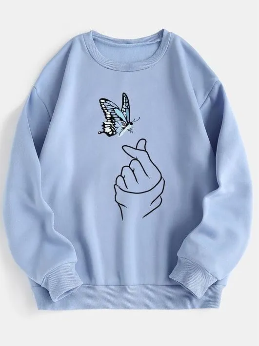 Sky Blue Butterfly Heart Sweatshirt