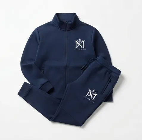 Navy Blue Signature Zip-Up Tracksuit Set