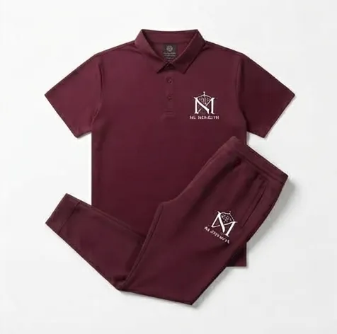 Maroon Athlete Polo + Trouser Set