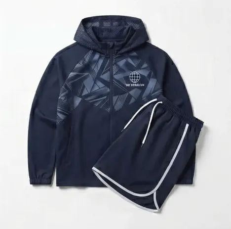 Navy Blue Pro Set — Hooded Jacket + Shorts