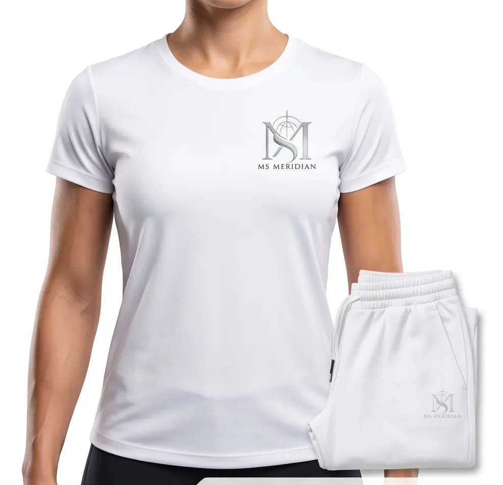 Pristine White Women's Performance T-Shirt + Trouser Set