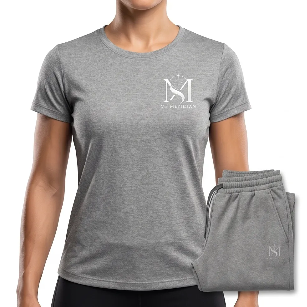 Heather Grey Women's Performance T-Shirt + Trouser Set