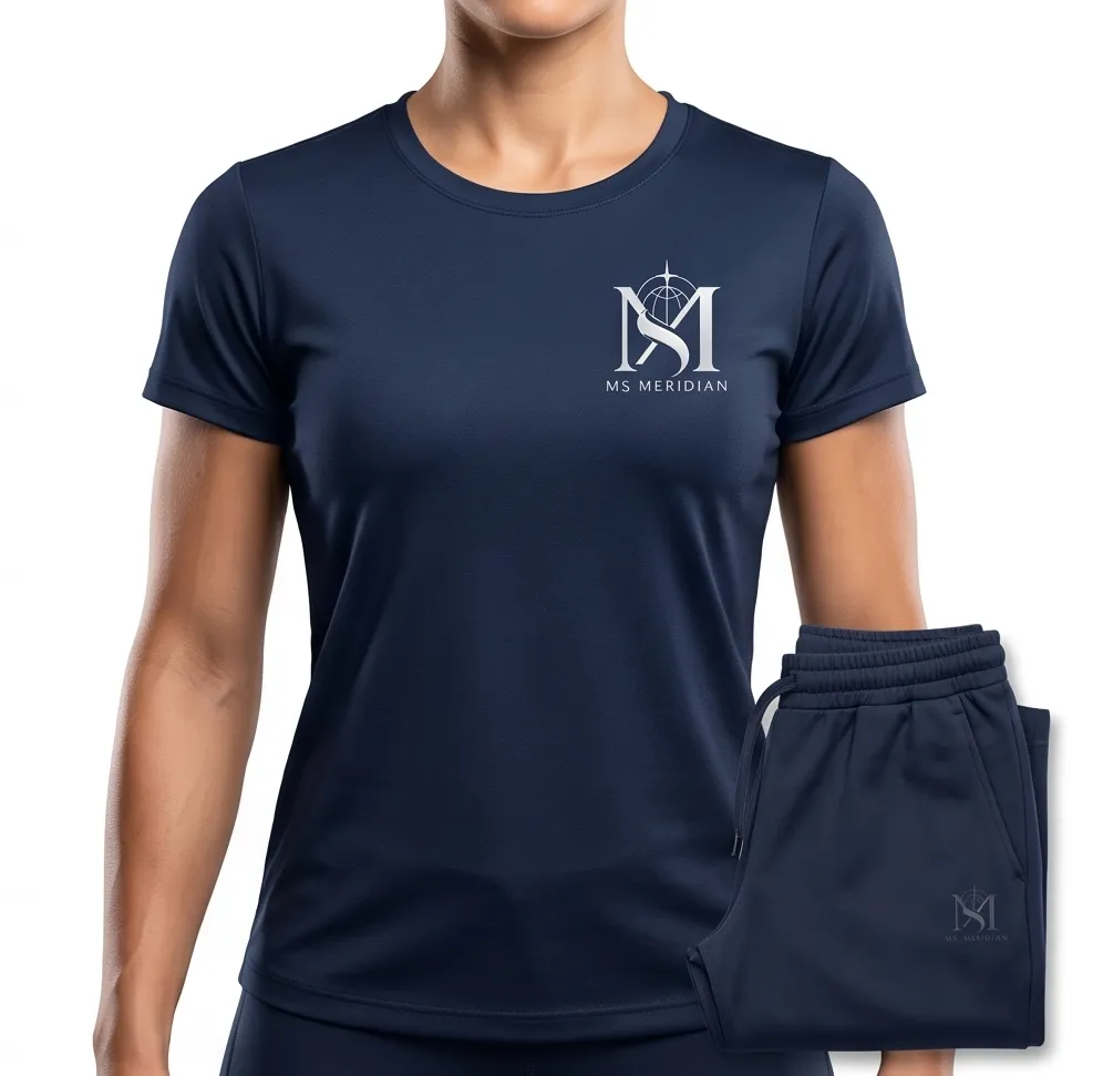 Navy Blue Women's Performance T-Shirt + Trouser Set