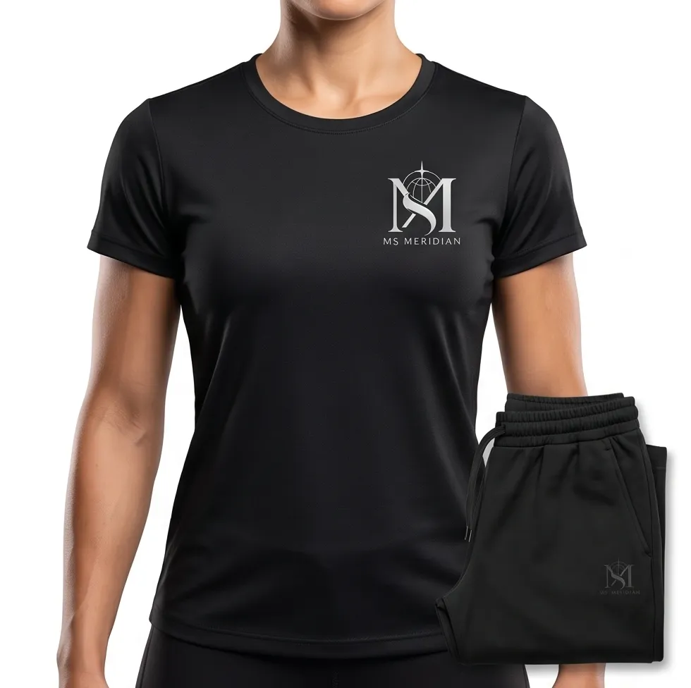 Classic Black Women's Performance T-Shirt + Trouser Set