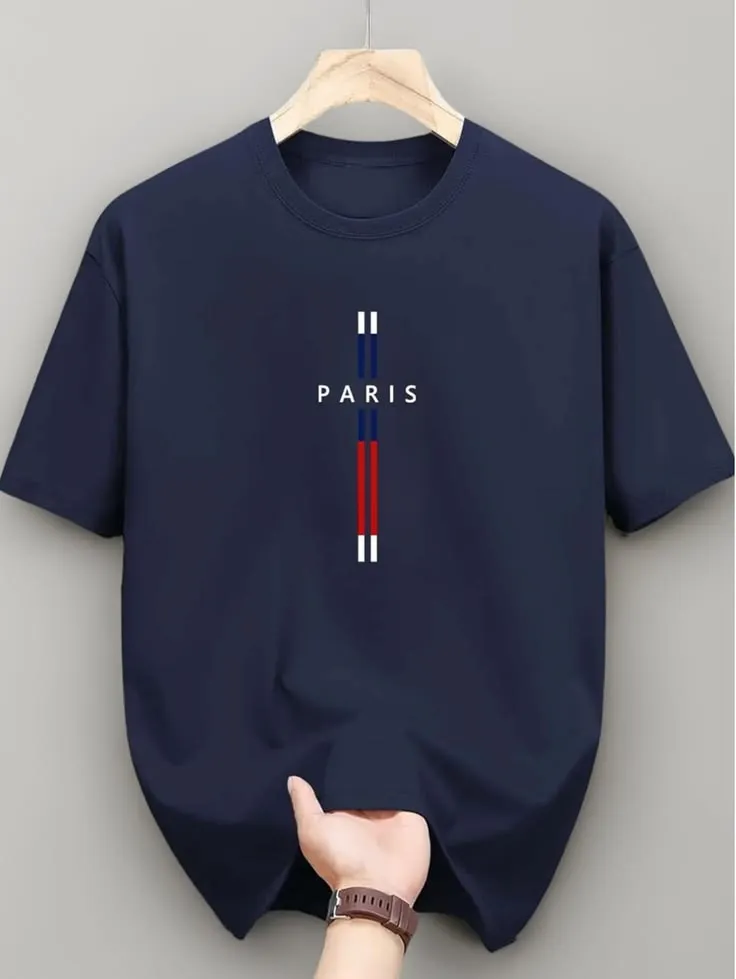 Blue Tshirt - Vertical Stripe Navy Tee