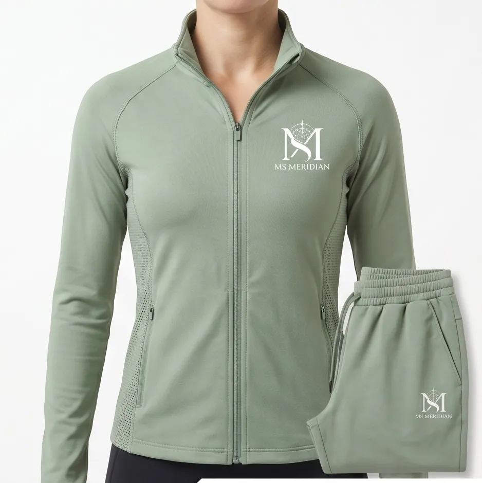 Sage Green Women's Motion Zip-Up Jacket + Trouser Set