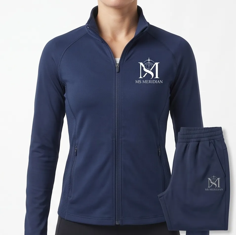 Navy Blue Women's Motion Zip-Up Jacket + Trouser Set