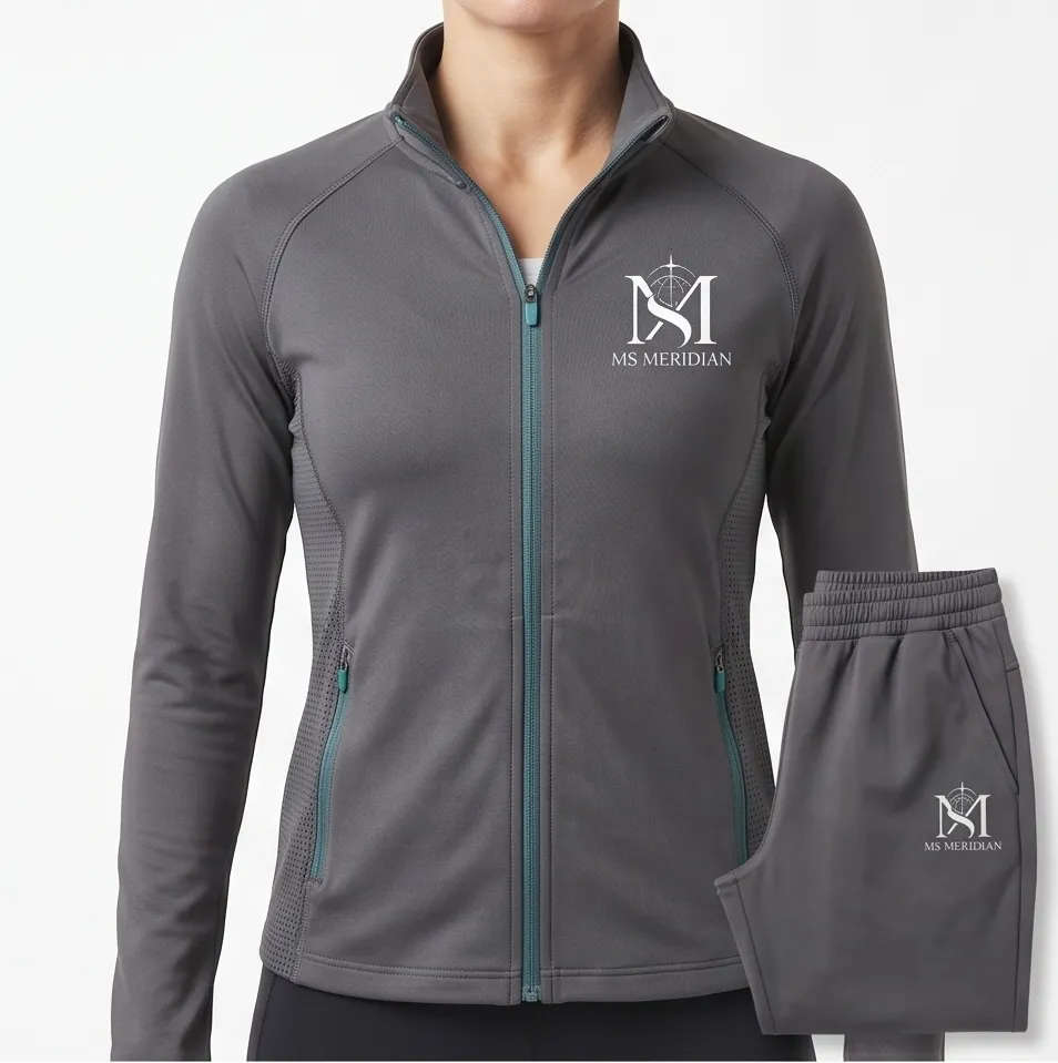 Charcoal Grey Women's Motion Zip-Up Jacket + Trouser Set