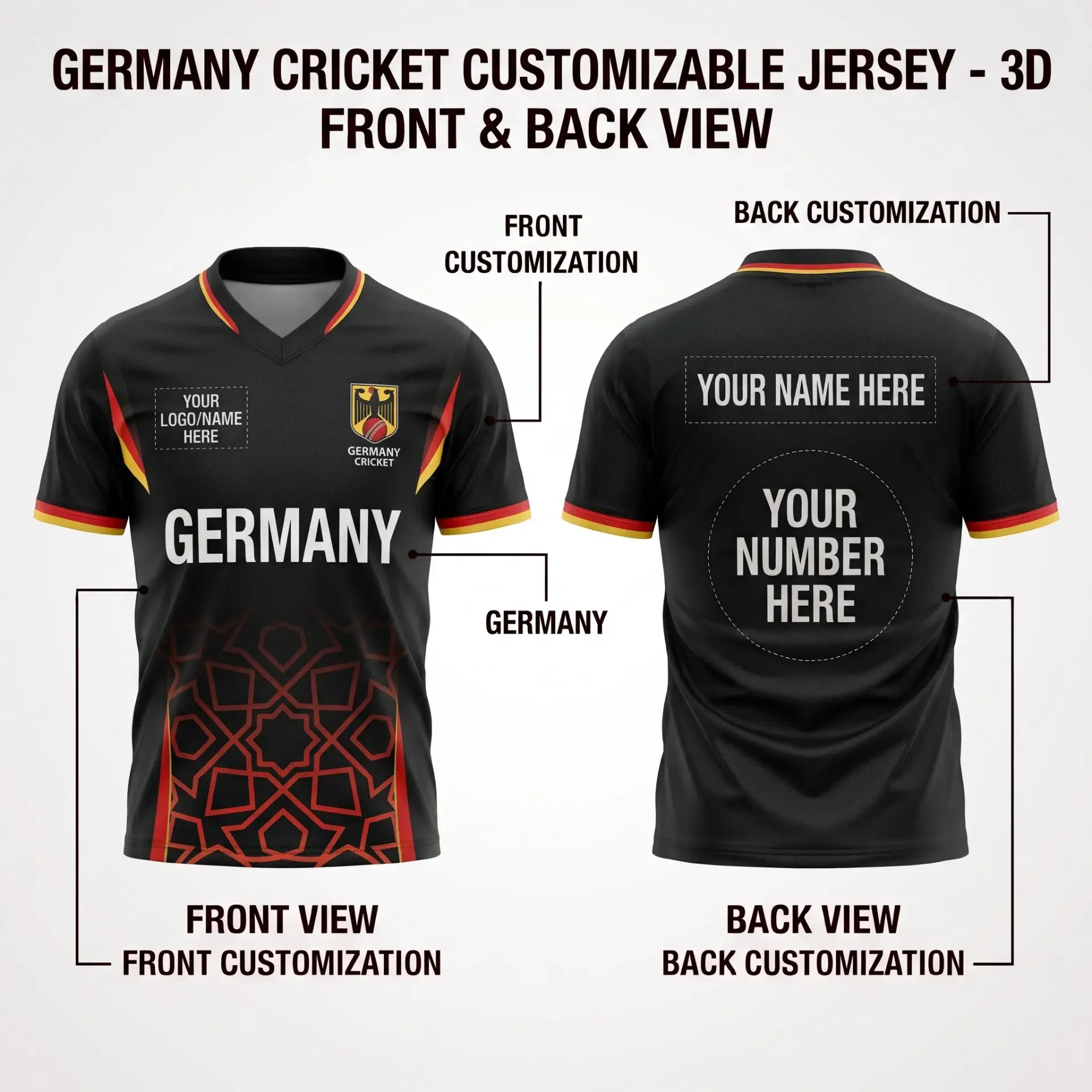 Germany Cricket Customizable Jersey