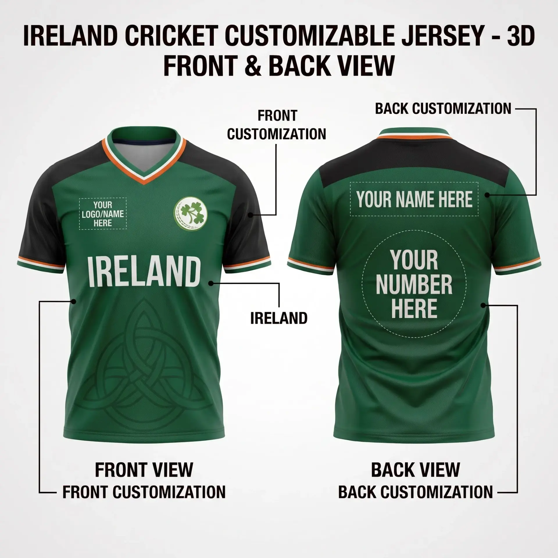 Ireland Customizable Cricket Jersey