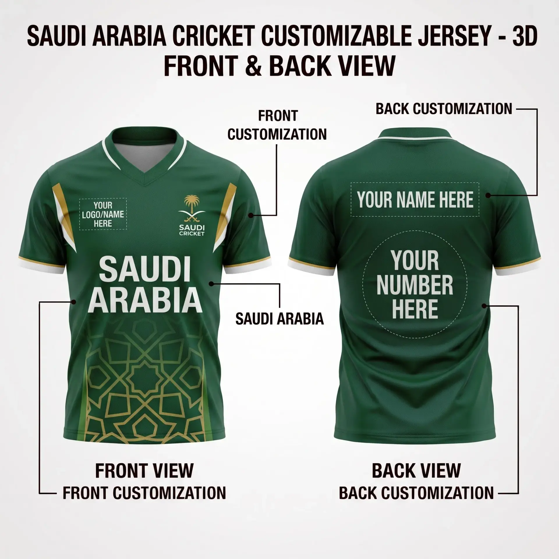 Saudi Arabia Customizable Cricket Jersey