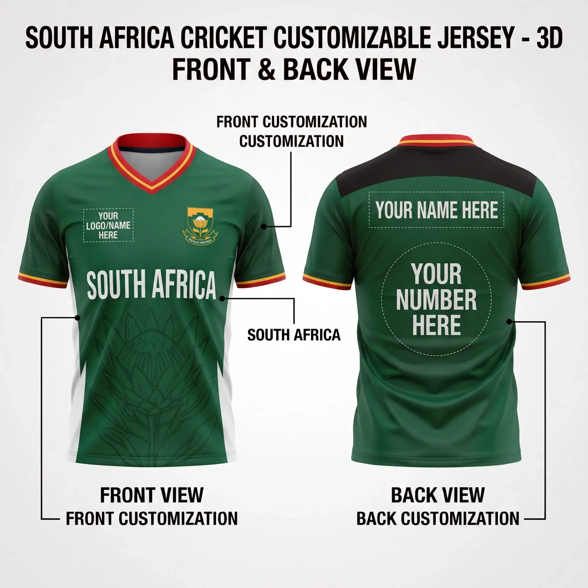 South Africa Customizable Cricket Jersey
