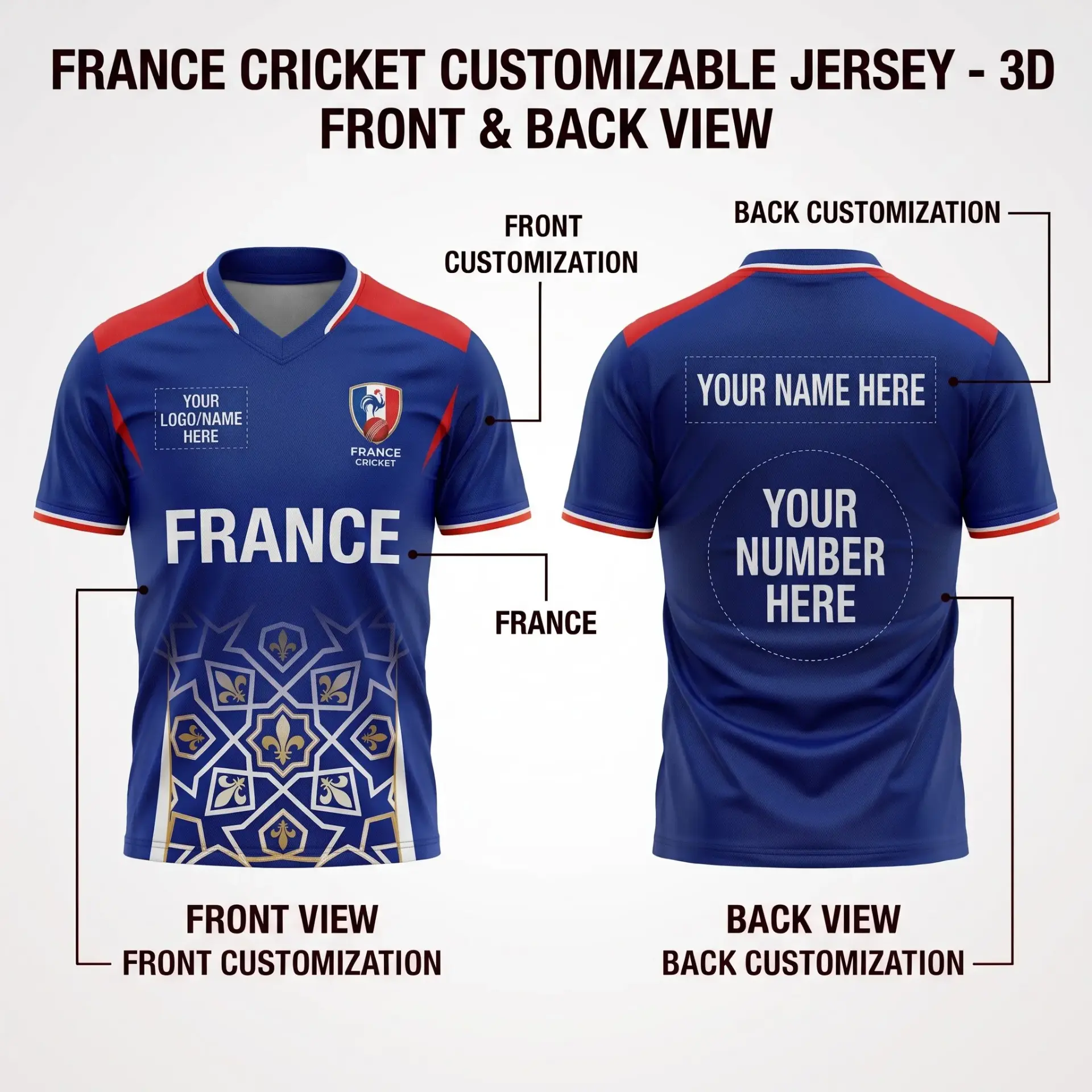 France Customizable Cricket Jersey