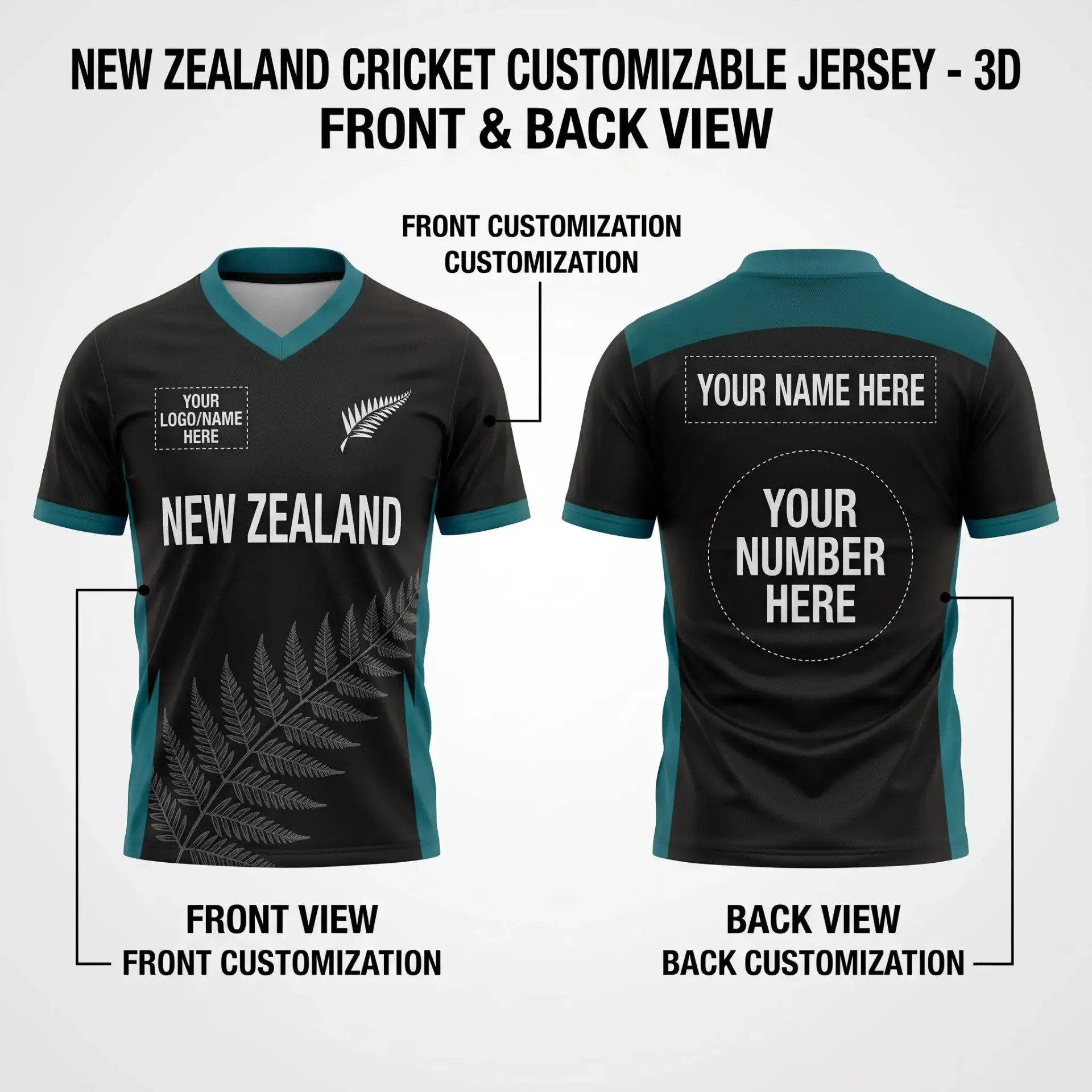 New Zealand Customizable Cricket Jersey